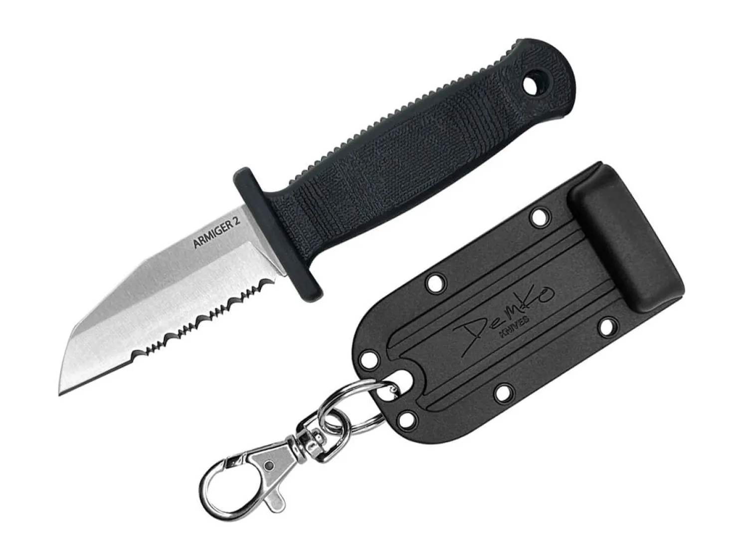 armiger__shark_foot_ss_tp_0-1.webp Demko Knives Armiger 2 Shark Foot 4034SS TPR Black Serrated