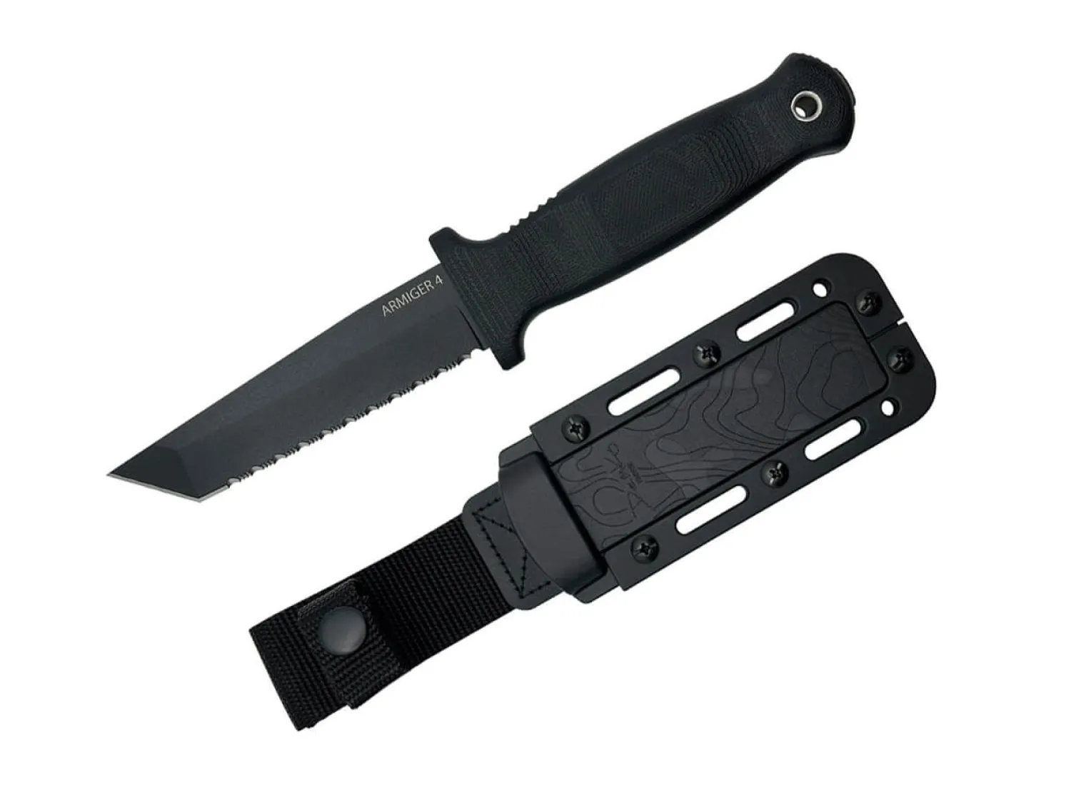 armiger__tanto_point_crv__0-2.webp Demko Knives Armiger 4 Tanto Point 80CRV2 TPR Black Serrated