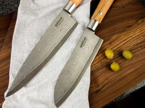 Böker Manufaktur Solingen Damast Olive Chefmesser Klein
