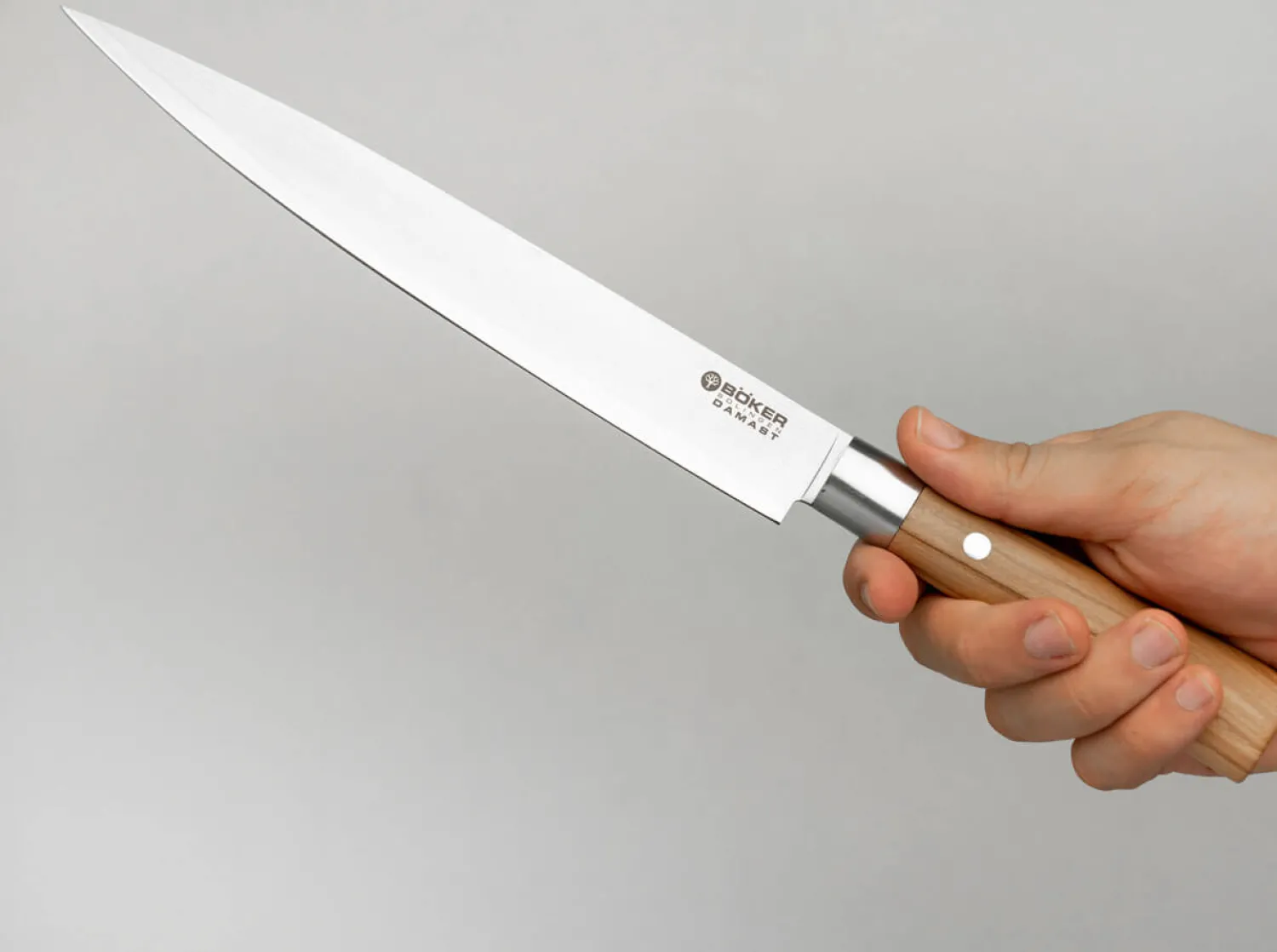 damast_olive_schinkenmess_4.webp Böker Manufaktur Solingen Damast Olive Schinkenmesser